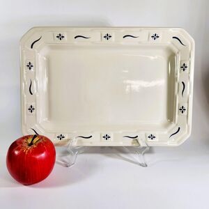 Vtg Longaberger Pottery Woven Traditions 13" Platter Classic Blue Serving Tray
